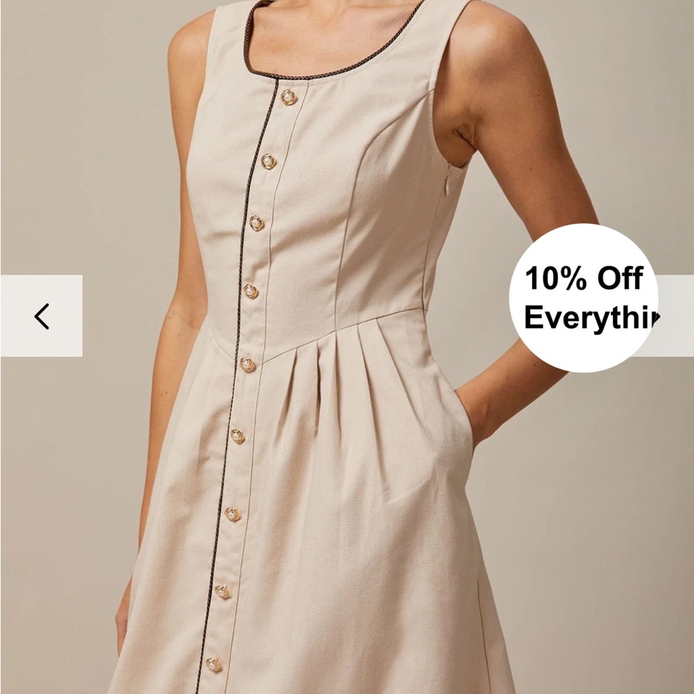 NWT RIHOAS Khaki Round-Neck A-Line Midi Dress